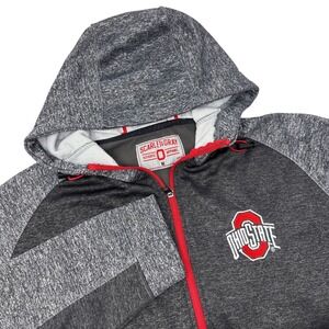 OHIO STATE Buckeyes Scarlet & Gray Mens Full Zip Sweatshirt Jacket Size Medium